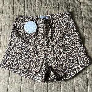 High Waisted Leopard Jean Shorts